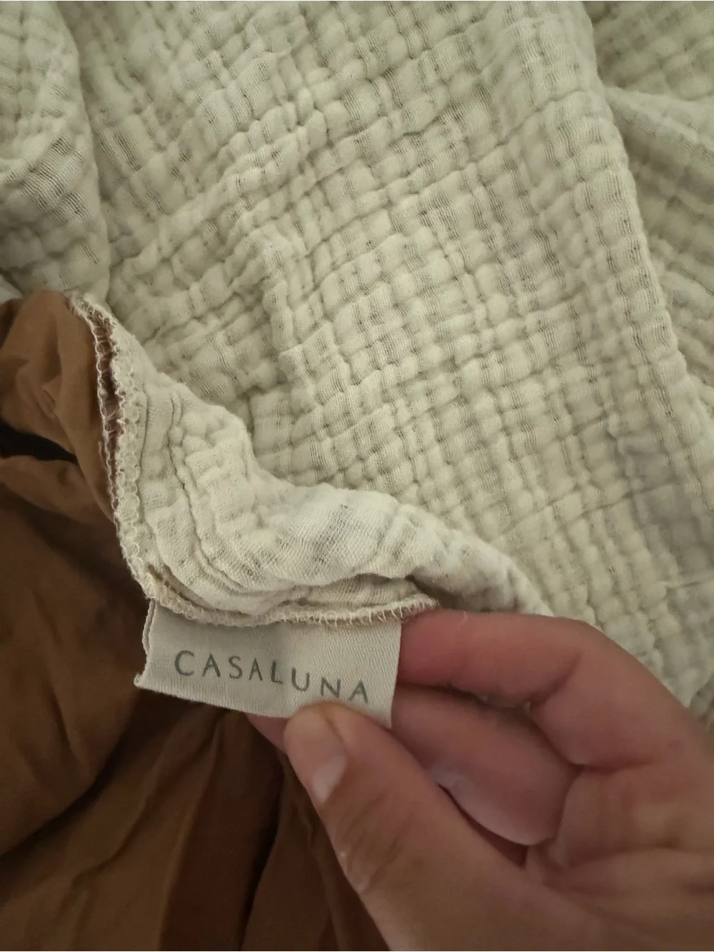 Casaluna Textured Chambray Cotton Duvet Cover 3pc Set Warm Brown Full Queen